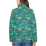 All Turquoise Women's Puffy Bomber Jacket