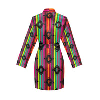 Neon Aztec Women's Long Sleeve Belted Satin Feel Dressing Lounge Robe