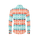 Turquoise Orange Aztec Unisex Western Button UP Shirt