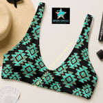 Yeehaw Turquoise Aztec Bikini Top