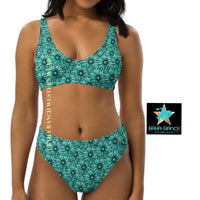 Yeehaw Turquoise Floral Leather Print Bikini