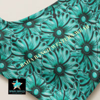 Yeehaw Turquoise Floral Leather Print Bikini Top