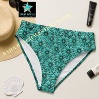 Yeehaw Turquoise Floral Leather Print Bikini Bottom