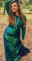 Excalibur Mermaid Sequin Maxi Skirt