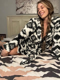 Black Aztec Women's Western Bath Robe