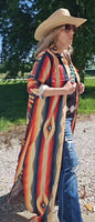 Southwestern Aztec Long Shirt Dress Duster