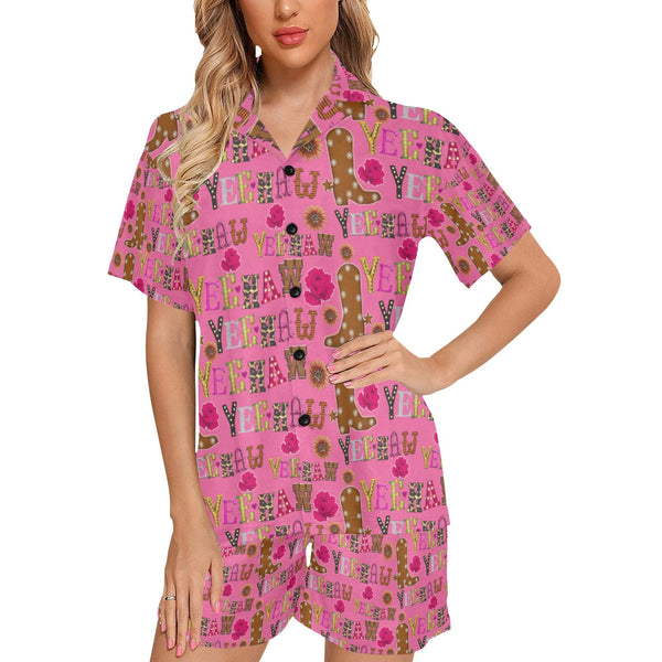 Pink Yeehaw Women's Western Pajama Set