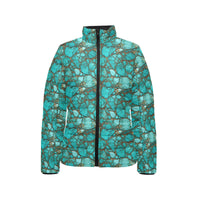 All Turquoise Women's Puffy Bomber Jacket