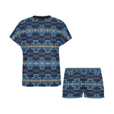 Navy Aztec Womens T Shirt Shorts Pajama Set