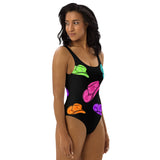 Ready to Ship All Neon Hat One Piece Swimsuit size 2XL