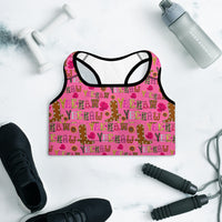 Hot Pink Yeehaw Padded Sports Bra