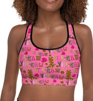 Hot Pink Yeehaw Padded Sports Bra