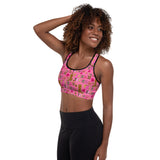 Hot Pink Yeehaw Padded Sports Bra