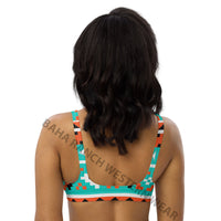 Yeehaw Turquoise Orange Aztec Bikini Top