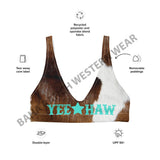 Yeehaw Brown Cow Print Bikini Top