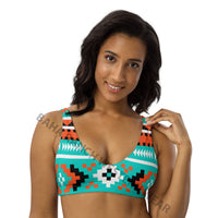 Yeehaw Turquoise Orange Aztec Bikini Top