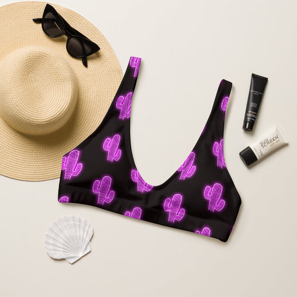 Yeehaw Purple Neon Cactus Bikini Top