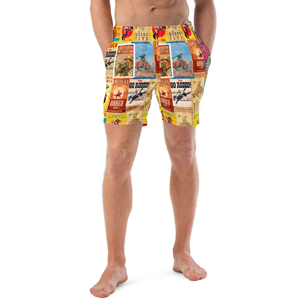 READY TO SHIP Vintage Rodeo Poster Swim Trunks Shorts SIZE XL