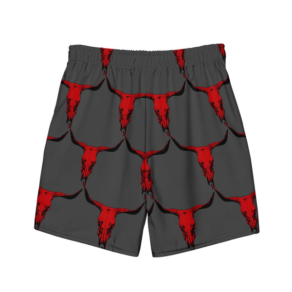 Yeehaw Red Bull Skull Men's Swim Trunks