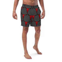 Yeehaw Red Bull Skull Men's Swim Trunks