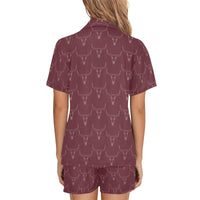 Burgandy Longhorn Women's Western Pajama Set