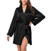 Be My Valentine Women's Long Sleeve Belted Satin Feel Dressing Lounge Robe