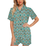 Turquoise Aztec Western Women's Pajama Set