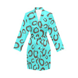 Turquoise Horseshoe Women's Long Sleeve Belted Satin Feel Dressing Lounge Robe