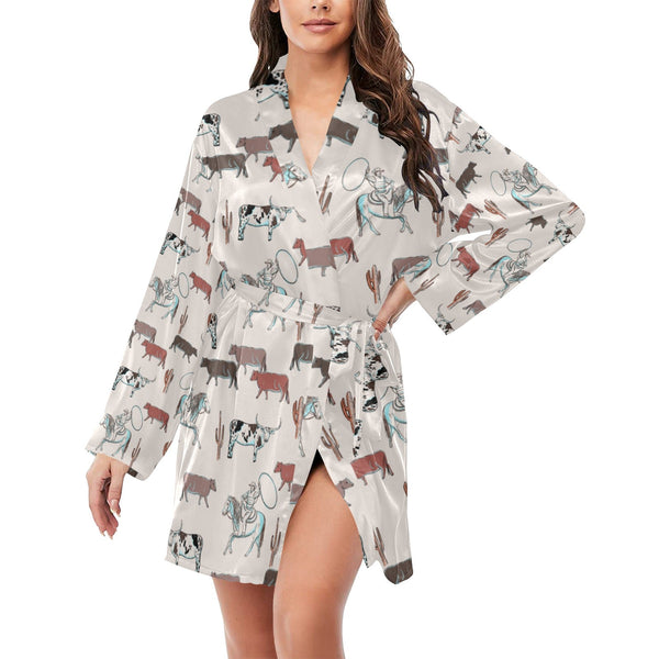 Cattle Drive Women's Belted Satin Feel Dressing Lounge Robe