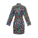 Crazy Cactus Lady Women's Long Sleeve Belted Satin Feel Dressing Lounge Robe