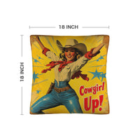 Vintage Cowgirl Up Throw Pillow Case 18 x 18 Made in America