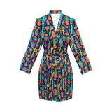 Crazy Cactus Lady Women's Long Sleeve Belted Satin Feel Dressing Lounge Robe