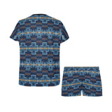 Navy Aztec Womens T Shirt Shorts Pajama Set