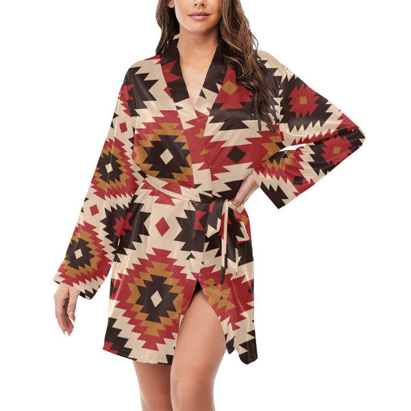 Santa Fe Aztec Women's Belted Satin Feel Dressing Lounge Robe