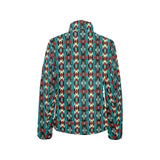 Teal Aztec Women's Puffy Bomber Jacket