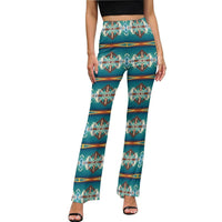 Teal Aztec Flare Pants