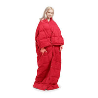 Outdoor Camping Wearable Blanket Goose Feather & Down, Red