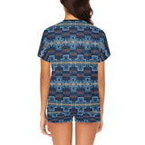 Navy Aztec Womens T Shirt Shorts Pajama Set