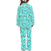 Turquoise Horseshoe Girl's Western Pajama Set