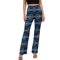 Navy Aztec Flare Pants