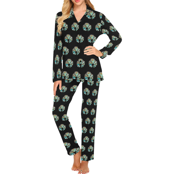 Turquoise Naja Women's Western Long Pajama Set