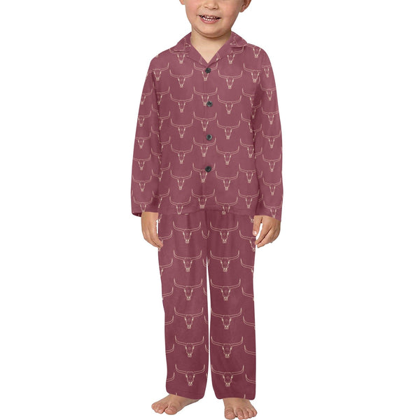 Burgandy Longhorn Boy's Western Pajama Set