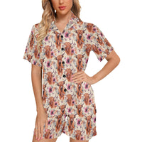 Highland Cow Floral Women's Western Pajama Set