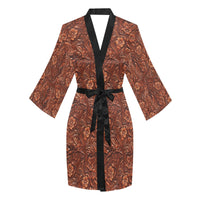 Tooled Leather Print Women's Lounge Kimono Robe