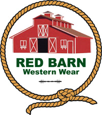 Red barn with rope that sells western clothes