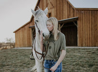 Saddle Up Tee- Color Heather Olive