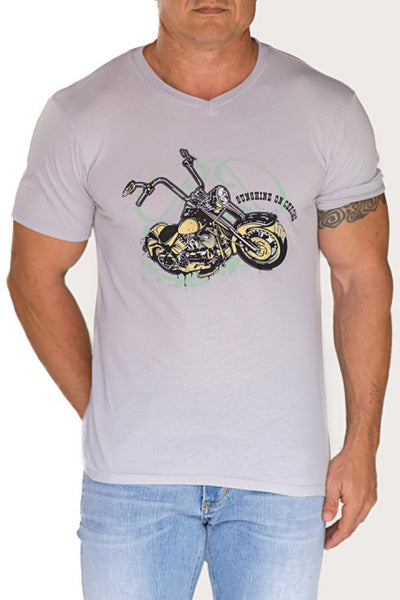 short sleeved tee with motorcycle