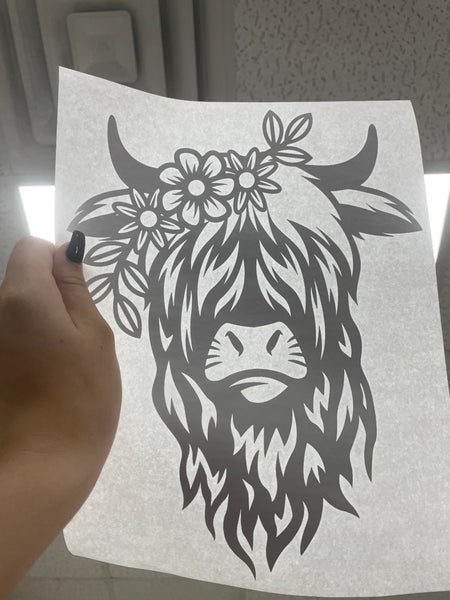 SCREEN PRINTED TRANSFER - Flower Cow (18 available)